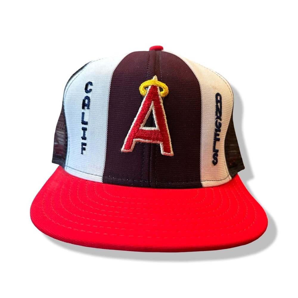 AJD California Angels Trucker Hat Size Large Vintage 1980s Snapback